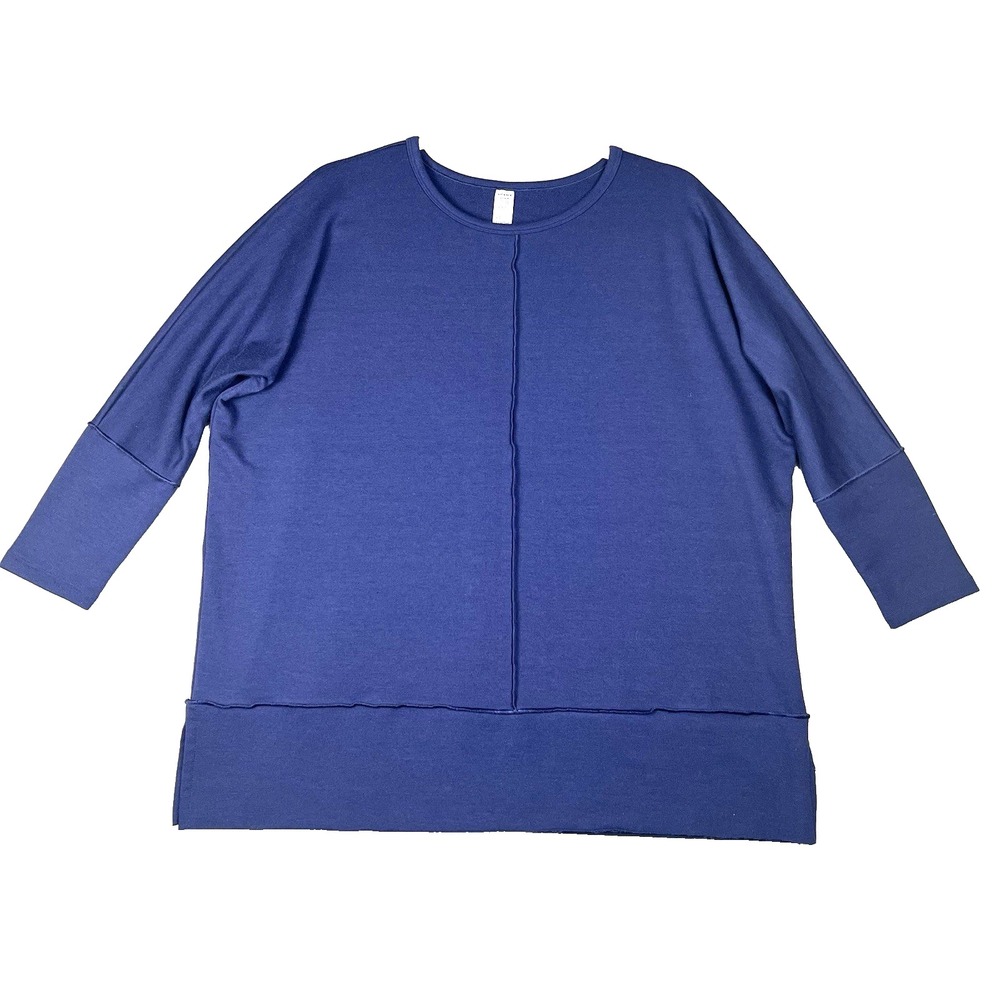 SPANX Perfect Length Womens Size Small‎ Petite Oversized Blue Dolman Sweatshirt